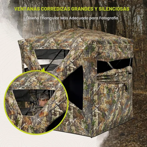 Vista 3 de TIDEWE Hunting Blind 270°Full See Through with Windproof Curtain, Silent Magnetic Door & Sliding Windows, Pop Up Ground Blind with Carrying Bag