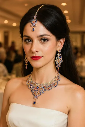 Vista 43 de Conjunto precioso de collar con look real Indian Bollywood, maravillosamente decorado, conjunto de collar adornado para mujer.