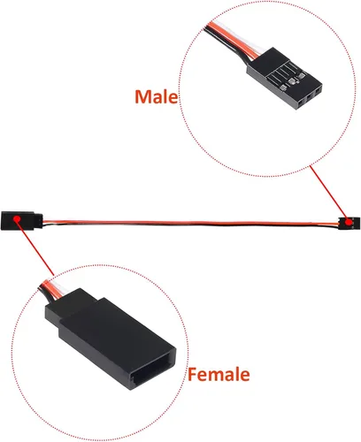Vista 4 de DIANN Cable de extensión servo de 3 pines Cable de extensión Conectores de cable de 3.95 "5.9" 7.9" 11.8" 19.7" 23.6" Cables de control remoto servo
