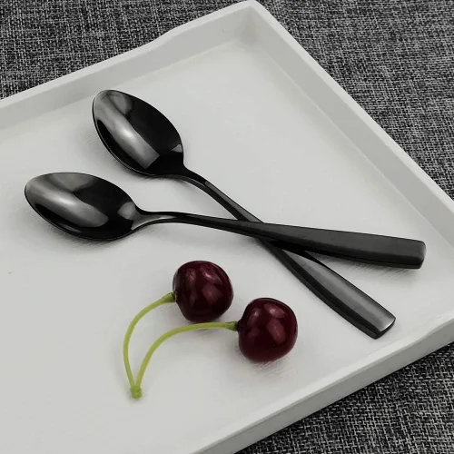 Vista 4 de Teyyvn Cucharas de té de acero inoxidable de 16 piezas, cuchara pequeña negra