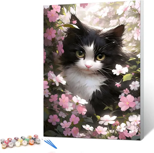 Vista 17 de Ginkko Kit de pintura por números para adultos, principiantes y niños de 8 a 12 años con marco de madera, fácil acrílico sobre lienzo de 8 x 12