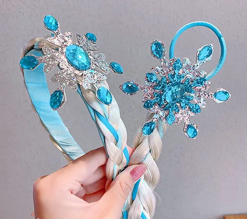 Vista 5 de Sheliky Pelucas de vestir de princesa, peluca larga trenzada con diadema para niñas, cosplay, accesorio de disfraz de princesa, 2 piezas (01)