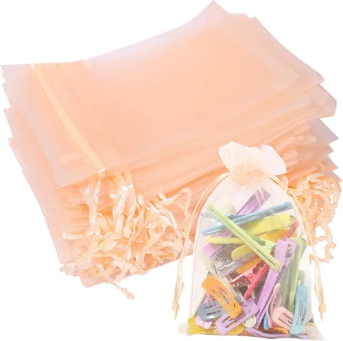 Vista 17 de Partyeah 50 bolsas de organza de 4 x 6 pulgadas, pequeñas bolsas de malla para joyas, bolsas con cordón para bolsas de regalo de organza de dulces