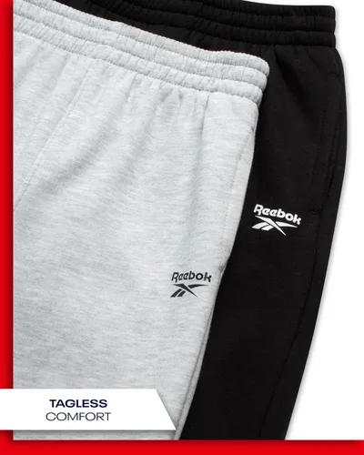 Vista 3 de Reebok Pantalones deportivos para niños, paquete de 2 pantalones deportivos de forro polar de rendimiento con bolsillos para correr y entrenar