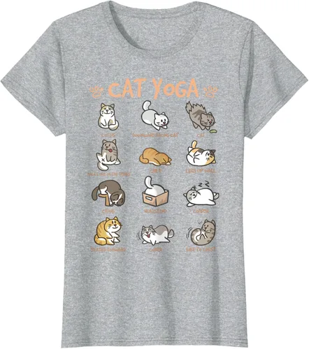 Vista 34 de Cat Yoga Poses Cats Practicing Mindfulness Meditación Kitten - Camiseta, Negro, S