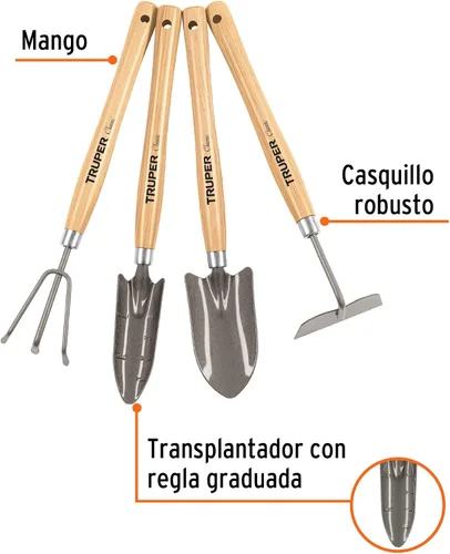 Vista 3 de TRUPER JJ-4L Juego de herramientas de jardinería de 4 piezas de 15