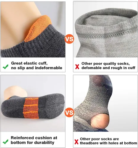 Vista 5 de JOYNÉE Mens Athletic Socks Low Cut Cushion Running Socks Breathable Comfort for Sports 6 Pack