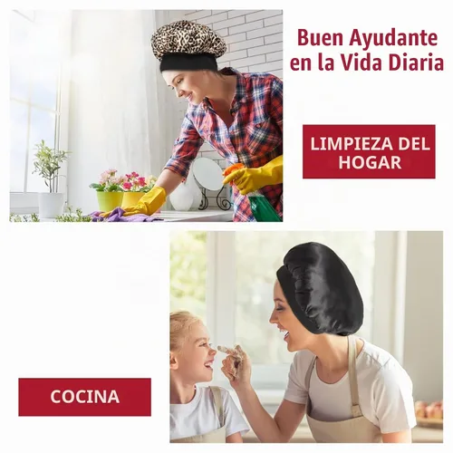 Vista 5 de ZHENSILK 2 piezas de gorro de satén para dormir, gorros de seda para el cabello, gorro de dormir de seda con banda elástica suave, envoltura