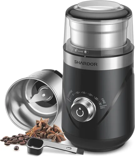 Vista 11 de SHARDOR Molinillo de café eléctrico de hoja súper silenciosa, perilla giratoria de control de molienda temporizada, ajustable grueso a fino