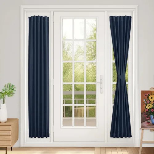 Vista 133 de Vatge Cortinas laterales autoadhesivas para puertas de cristal, sin taladro, extraíble, panel de filtrado de luz, 1 panel, 12 pulgadas de ancho x 60