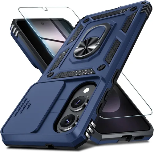 Vista 60 de Janmitta Compatible con Samsung Galaxy S24 FE Funda con Cubierta Deslizante Integrada para Lente de Cámara+Protector de Pantalla+Soporte de Anillo