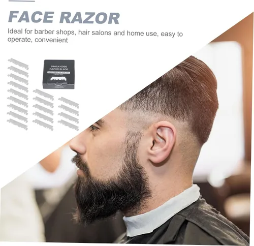 Vista 9 de Beavorty 300 piezas de cuchilla de afeitar cortador de cara cortador de barbería cuchillas recubiertas de platino afeitador para hombres viejo