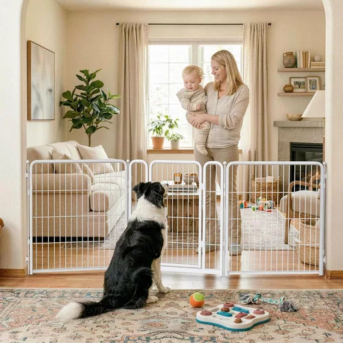 Vista 20 de FXW - Puerta para perro, extra ancha ajustable para aberturas de hasta 46 pulgadas, 24 pulgadas de alto Negro