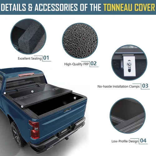 Vista 6 de Perfit Liner Cubierta tonneau plegable rígida de bajo perfil para Ford F-150 2015-2026 (Incl.F-150 Lightning) caja de 5.5 pies Fibra de vidrio