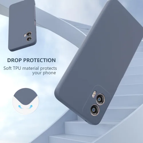 Vista 2 de Funda Moto G Power 5G 2024, silicona líquida, delgada, suave, TPU Fit, protección de cuerpo completo, a prueba de golpes, para G Power 2024 5G (gris)