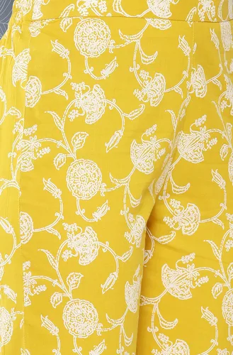 Vista 8 de Janasya Conjunto de coords con estampado floral de algodón mostaza indio para mujer