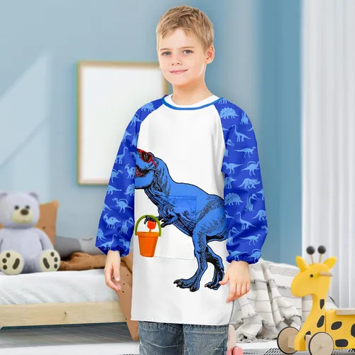 Vista 2 de Sylfairy Batas de arte para niños para pintar, delantales impermeables para artistas, arcoíris, unicornio, delantal para niños