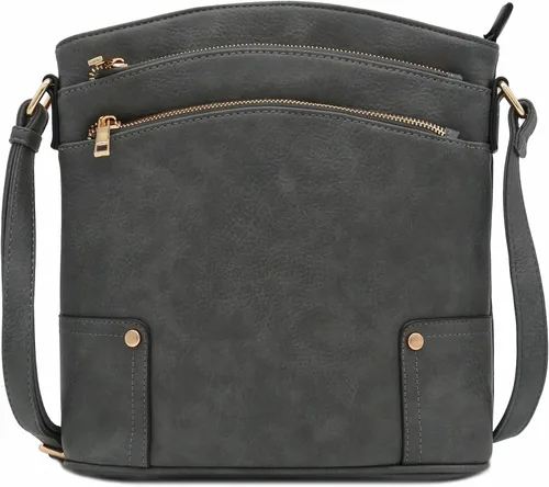 Vista 21 de Bolso cruzado grande con triple bolsillo con cremallera.