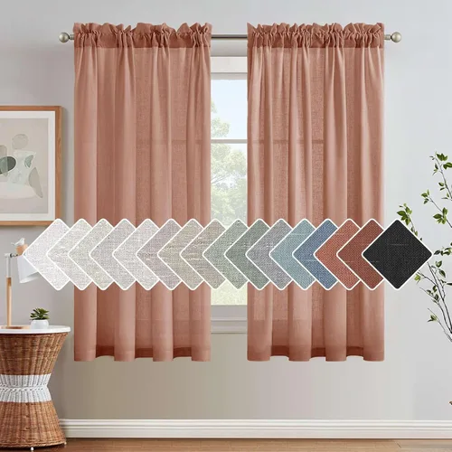 Vista 18 de H.VERSAILTEX Cortinas texturizadas de lino con filtro de luz para sala de estar, tratamiento de ventanas, cortinas naturales y duraderas
