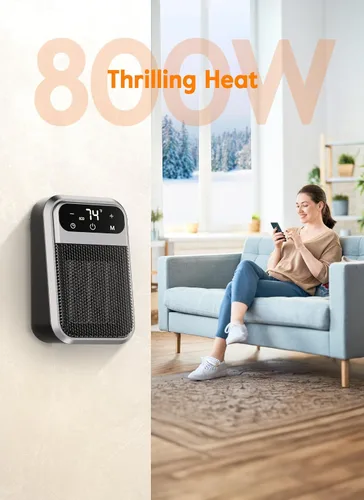 Vista 3 de GiveBest Pequeño calentador enchufable, calentador de baño con pantalla digital para uso en interiores, mini calentador eléctrico portátil