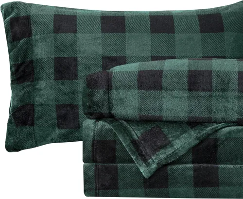 Vista 29 de Elegant Comfort - Juego de sábanas de franela de terciopelo de lujosamente suave de 4 piezas para las fiestas - Calidad premium - Juego de sábanas