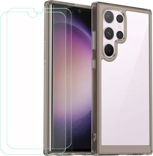 Vista 9 de Funda de TPU para ExAchat C24 Ultra 5G + 2 HD de vidrio templado, carcasa protectora trasera - 9 dureza anti-arañazos protector de pantalla