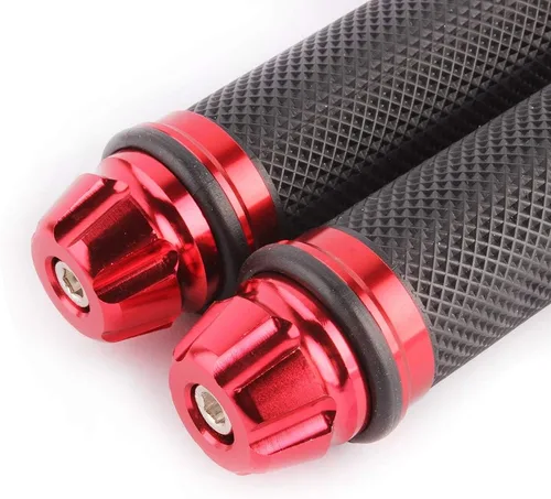 Vista 4 de Motorcycle 7/8" CNC Hand Grips Aluminum Rubber Gel Handlebar for Sport Bike(Red)