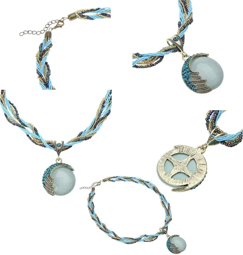 Vista 8 de Collar de estilo bohemio retro vintage para mujer, turquesa, para colgante, collar de cadena, joyería de moda