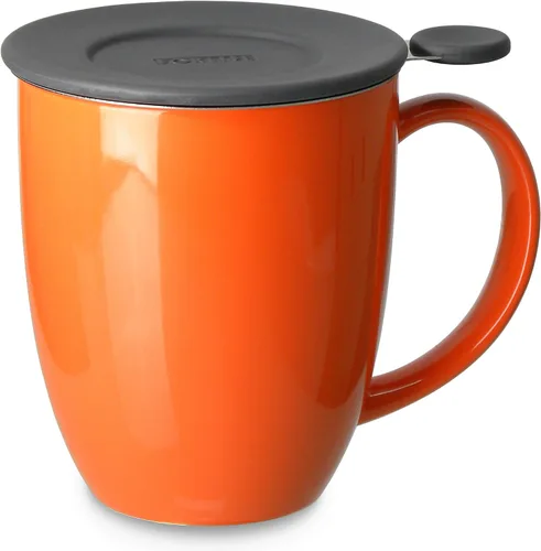 Vista 3 de FORLIFE Uni Brew-in-Mug con infusor de té y tapa, 16 onzas, color rojo