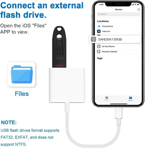 Vista 6 de Adaptador de cámara USB C a USB para iPhone 16/15, adaptador OTG hembra USB3.0 con puerto de carga rápida para iPhone 16/16 Pro Max/16 Plus/15 Pro