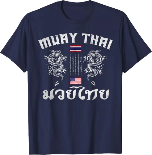 Vista 74 de Camiseta de equipo de entrenamiento de boxeo Muay Thai con bandera estadounidense de Tailandia, Negro, S
