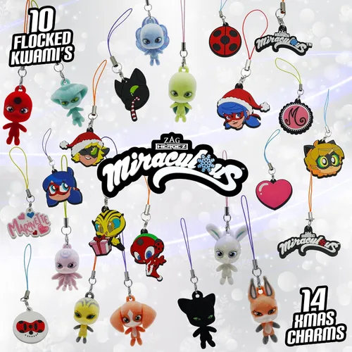 Vista 3 de Miraculous Calendario de Adviento Kwami de Ladybug – 24 días de Kwamis en miniatura y dijes de temporada – Calendario de cuenta regresiva de Navidad