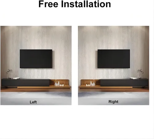 Vista 5 de homary Soporte extensible de madera para TV, centro de entretenimiento rectangular, consola multimedia con 3 cajones (negro y nogal)
