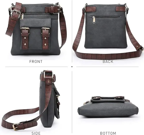 Vista 4 de Dasein Bolsos cruzados ligeros para mujer bolso de mensajero de cuero vegano suave bolso de hombro