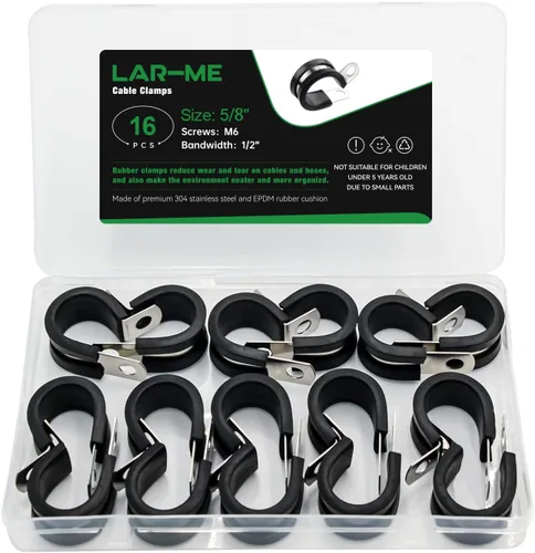Vista 6 de 16 abrazaderas de cable de acero inoxidable de 5/8 pulgadas, abrazaderas de goma, herramientas de abrazadera, clips de cable para instalación