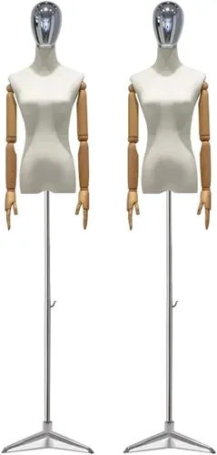 Vista 9 de 2pcs Adjustable Female Dress Form Mannequin Torso with Detachable Head, 53.1-78.7inch, Perfect for Dress & Jewelry Display, Medium Size, Durable