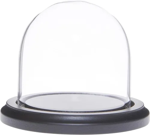 Vista 3 de Plymor 3 "x 3" Pantalla de cristal Dome Cloche (base de chapa de roble)