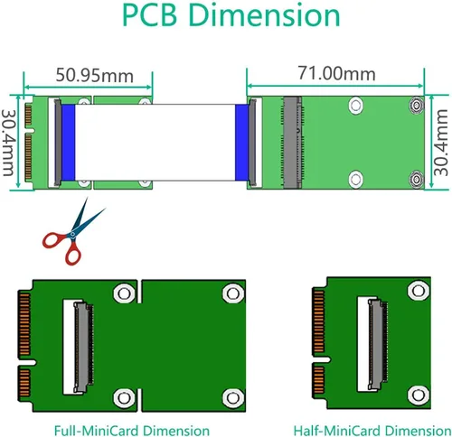 Vista 4 de Mini PCI-E Express mSATA Cable de extensión para tarjeta inalámbrica mSATA SSD (verde)