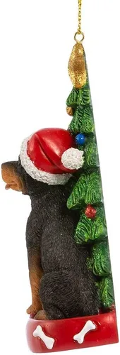 Vista 5 de Rottweiler - Adorno navideño de resina para perro de Papá Noel (4 pulgadas)
