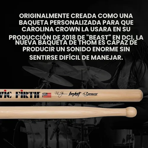 Vista 9 de Baquetas Vic Firth STH4 Corpsmaster Signature Snare Thom Hannum Beast