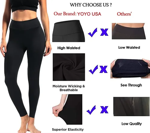 Vista 5 de yeuG Paquete de 7 leggings de cintura alta para mujer control de abdomen pantalones de yoga suaves negros para uso diario regalos para mujer deportes