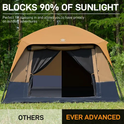 Vista 2 de EVER ADVANCED Tienda de campaña con diseño blackout para 10 personas, tienda de múltiples habitaciones para la familia, tiendas grandes con Naranja