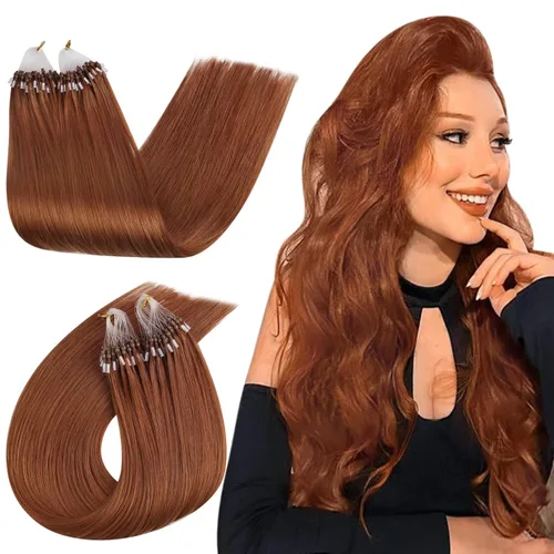 Vista 12 de Ugeat - Extensiones de cabello humano con microanillo, 14 pulgadas, extensiones de cabello Remy con microcuentas de 1 gm/hebra, 50 gms, extensiones