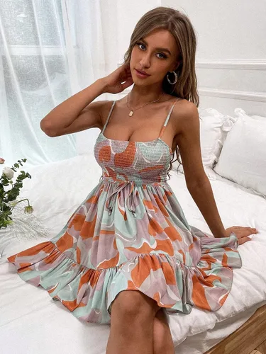 Vista 5 de Floerns Vestido corto sin mangas con nudo en la espalda para mujer