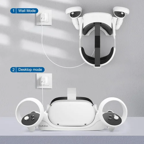 Vista 6 de Vakdon Base de carga compatible con OculusMeta Quest 2, estación de carga para auriculares VR, soporte de carga de alta velocidad para Quest 2