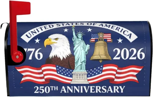 Vista 9 de Fundas magnéticas para buzón de 250 aniversario, diseño de águila patriótica, tamaño estándar, 21 x 18 pulgadas, para decoración de jardín y patio