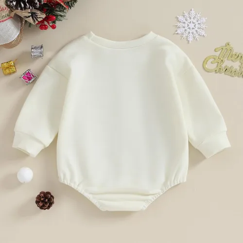 Vista 3 de Traje de Navidad para bebé recién nacido, con cuello redondo, manga larga, con burbujas, de gran