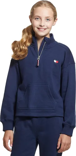 Vista 2 de Tommy Hilfiger Sudadera de forro polar para niña bolsillo frontal funcional grande y cremallera de un cuarto