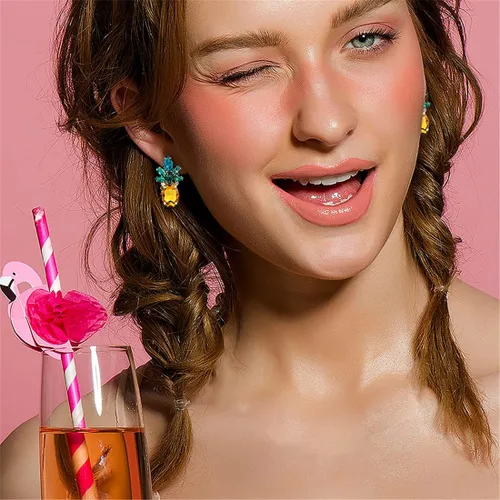 Vista 5 de Holylove - Aretes de piña para mujeres, adolescentes y niñas, 1 par, Vidrio