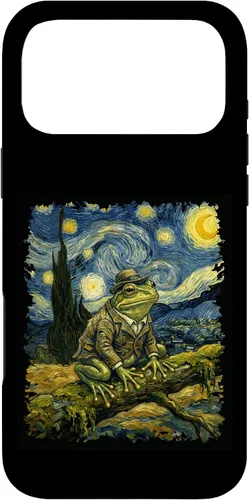 Vista 22 de Vintage Frog Van Gogh Style Starry Night Graphic Case for iPhone 17